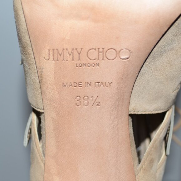 Jimmy Choo Nude Cut Out Gold Metallic Peep Toe Keena 100 Heel Boots EU 38.5 US 8 - Picture 6 of 8